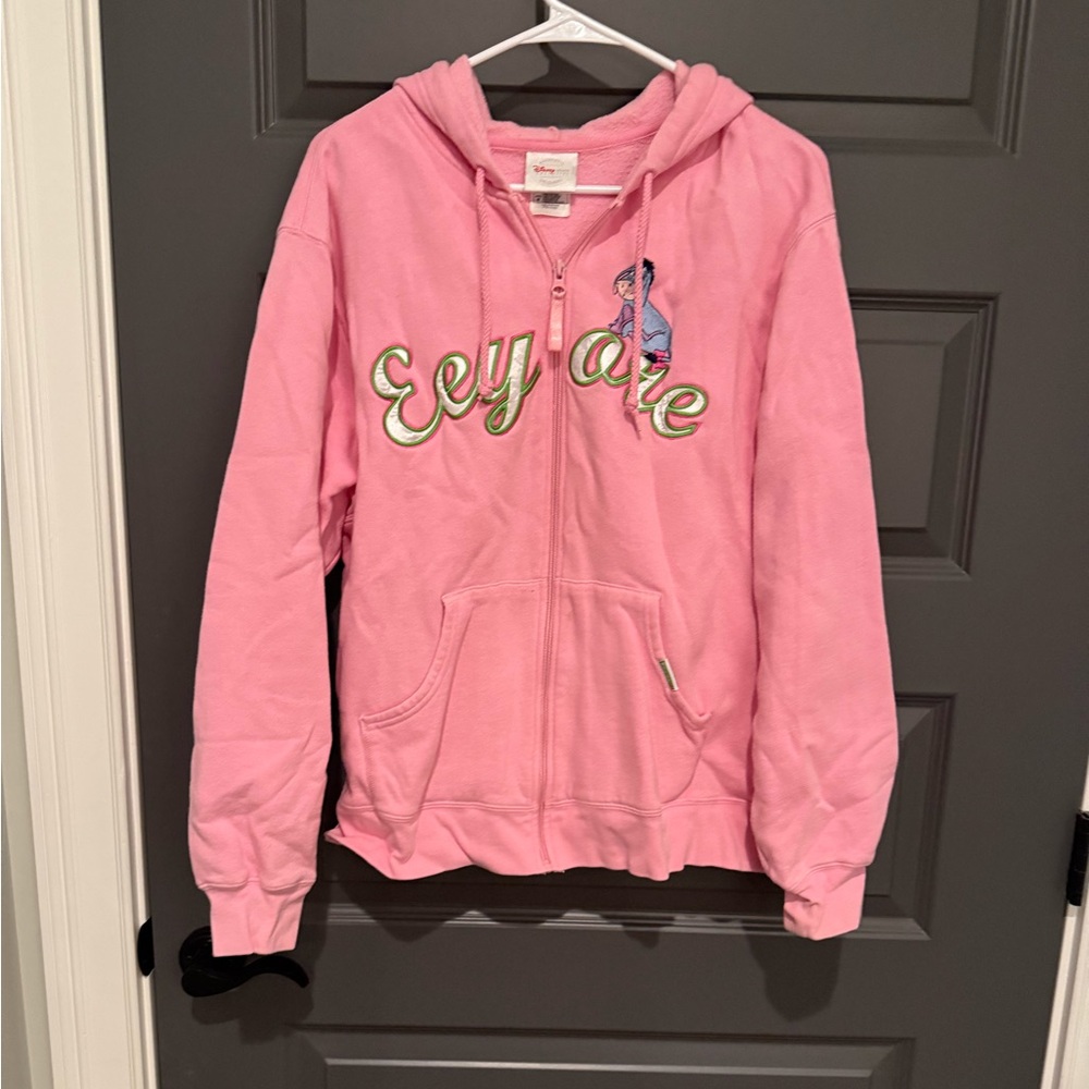 Vintage Disney Store Eyore Pink Zip Up Hoodie Size M